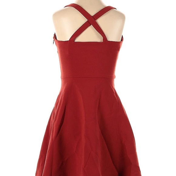 *SOLD* Likely Burnt Orange Cocktail Fit and Flare Dress with Sweetheart neckline - Picture 5 of 5